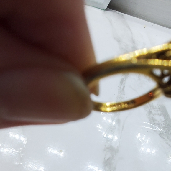 Lovely Amethyst With Side Stones Ring S 4 - Picture 6 of 8